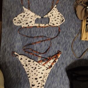 Zaful Black and White Bikini with Orange Accents